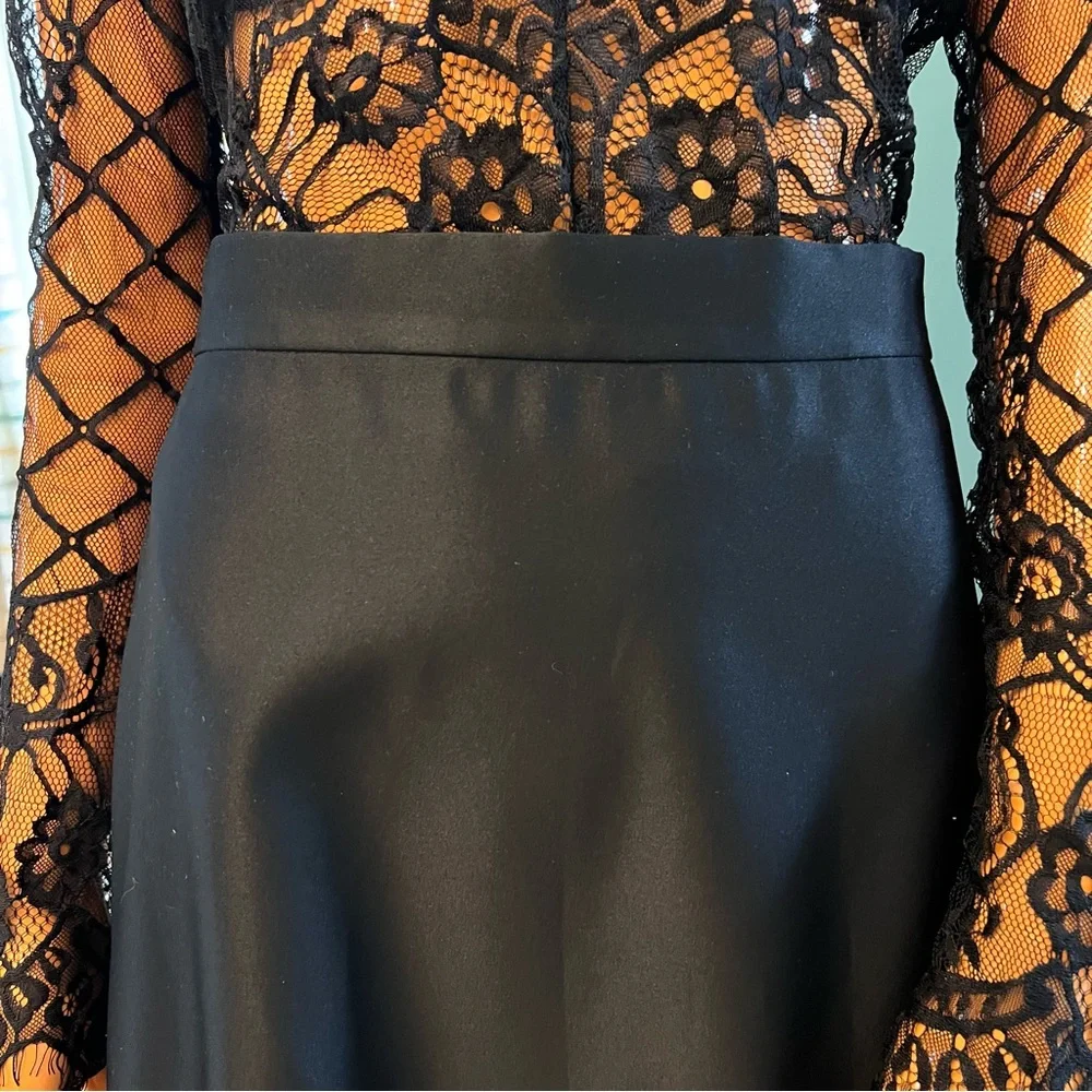NEIMAN MARCUS Satin Maxi Evening Skirt Petite
